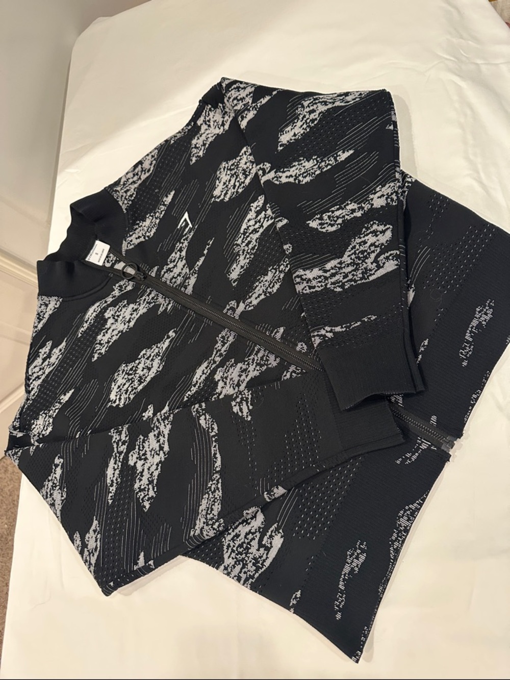 Gymshark Black & White Patterned Zip-Up Jacket